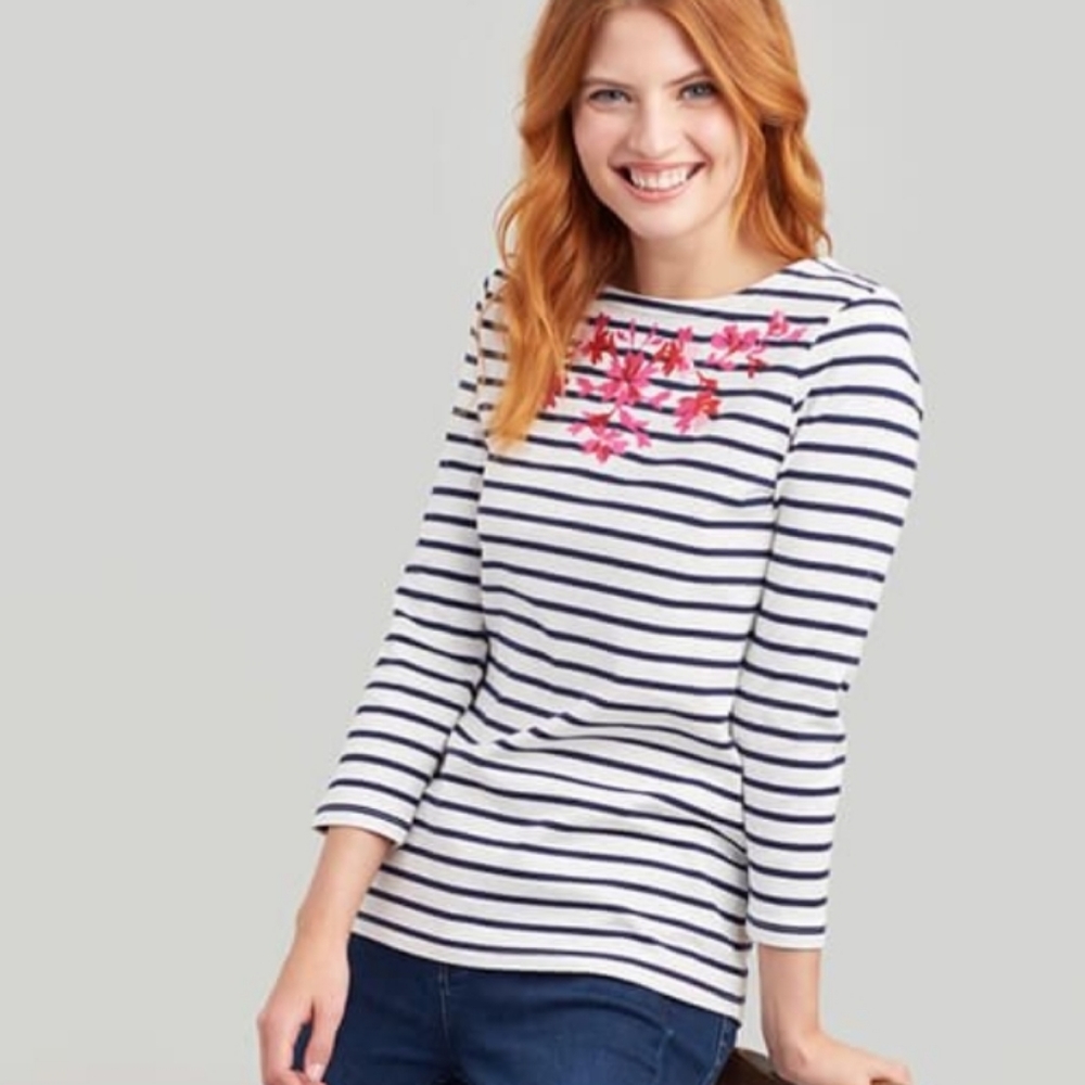 Joules | Harbour Stripe Embroidered Jersey Top